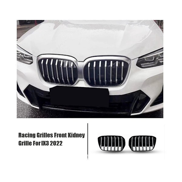 2 stk bilgitter foran nyregitter for Ix3 2022 bilstøtfangerhette Mesh Radiatordeksel Grid Body Kit