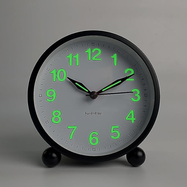 Tyst väckarklocka - Icke tickande analoga väckarklockor med varmt ljus - minimalistisk rund