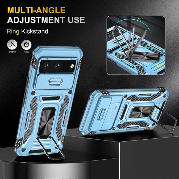 Armor PC + TPU Kameraskydd Mobilskal Light Blue For Google Pixel 8
