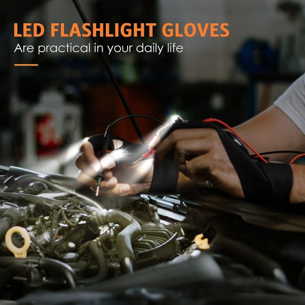 Led lommelygte vandtætte handsker | Fingerløse lommelygtehandsker - udendørs handsker Right and left glove