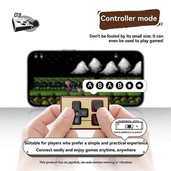 Mini Controller Retro Gaming Håndtag E-bog Fjernbetjening Sidevending til PC/Android/Simulationsspil Trådløs Gamepad A Grå