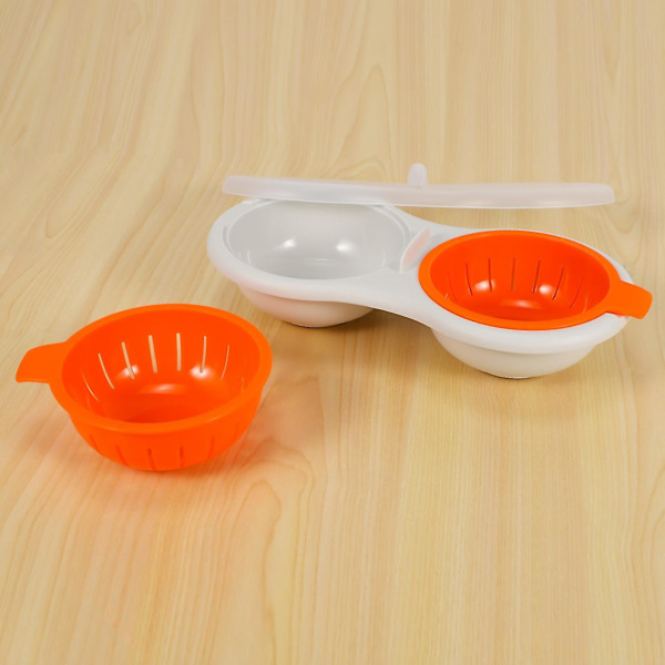 Drenering Egg Boiler Set Dobbeltlags Mikrobølgeovn Egg Poacher Frokost Egg Komfyr