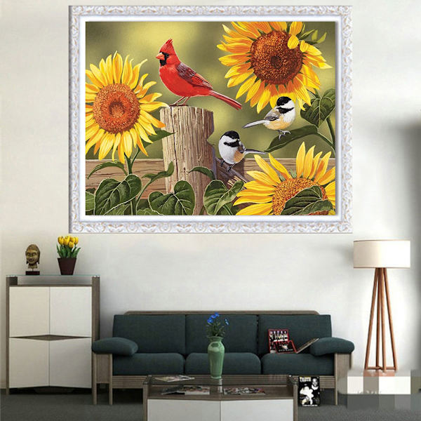 UKAP Dekorativ heldiamant 5D diamond painting korsstygn Sunflower 40x30cm(15.75x11.81")