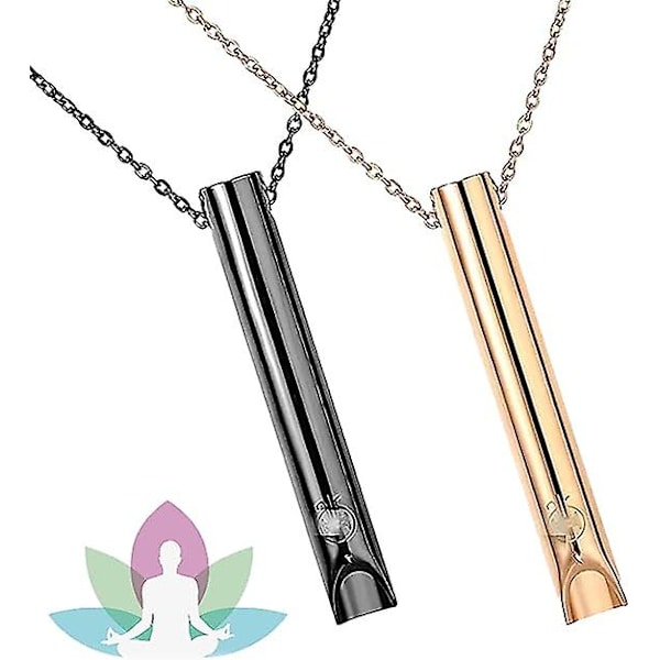 2st Andningshalsband, ångesthalsband för kvinnor, stress relief Mindful andningshalsband Rostfritt för Meditation Avslappning Black gold