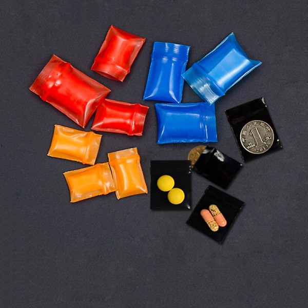 Tib 100st Röd/svart/blå/orange Tjocka Ziplock Påsar Knapp Mynt Små smycken Återförsäljningstillbehör Förvaring Förpackning Plastpåse Black 2x2.5cm