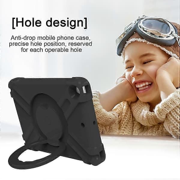 Högkvalitativt kompatibelt iPad 10.2 PC + silikon stötsäkert kombinationsfodral Black