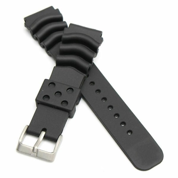 \"22MM Sort Gummi Urrem/Udskiftningsrem til SEIKO DIVER'S Ur\"