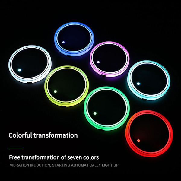 Bil Led Kopphållare Flaska Botten Ljus Mattor Underlägg Trim Atmosfär Lampa Välkommen Constellation Bakgrundsbelysning Lampa 7 Färger Kuddar| | B