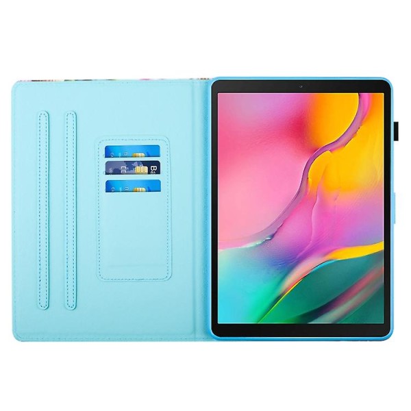 For Samsung Galaxy Tab S6 Lite Farget tegningssøm Lærnettbrett Smart Veske Sea Wave