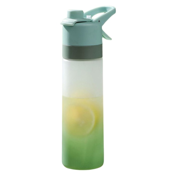 Sportsvannflaske med spraytåke lekkasjesikker BPA-fri 2 i 1 drikkeflaske med trekk for barn Voksne Green