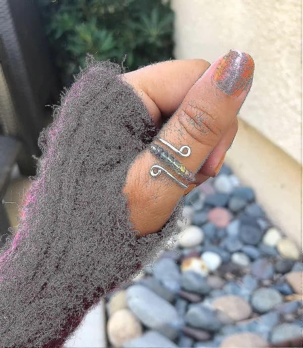 Til min datter Fidget Ring mod angst Fidget Ringe mod angst til kvinder Justerbar Stabelbar Angstdæmpende Regnbue Fidget Ring Smykkegaver (regn