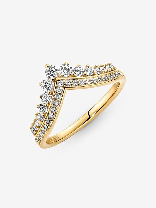 Pandora - P Timeless Wish Tiara Ring - 14k guldplätering Circumference: 54mm