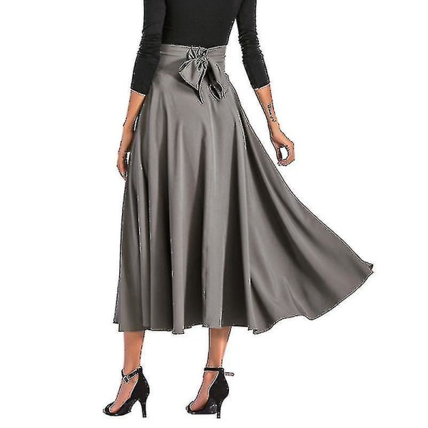 Dame Swing Langt skjørt Plisserte Holiday Maxi-skjørt Ruched Dark Gray S