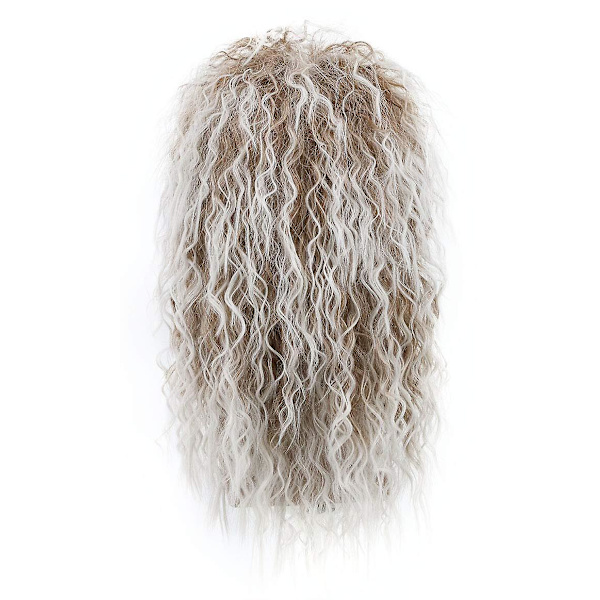Män och kvinnor lång lockig brun gradient vit peruk 70-tal 80-tal Rocker Mullet Party Rolig peruk Kostym peruk