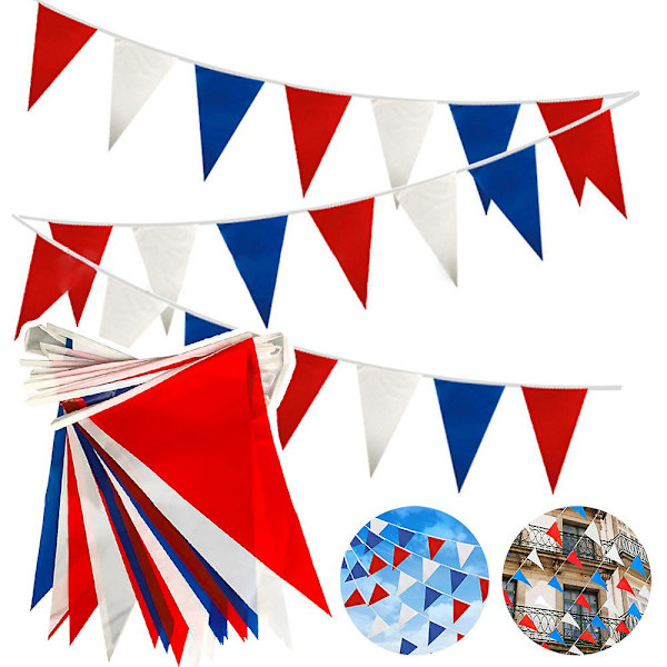 Röd Blå Vit Bunting Flaggor Banner Med 25st Vimplar Flaggor Dekoration För Kung Charles Iii Kröning, Nationaldagen, Kunglig Fest