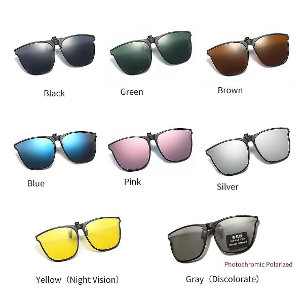 Uv400 ultralette polariserede solbriller med klips til mænd Kvinder Unisex fotokromiske bilførerbriller Black