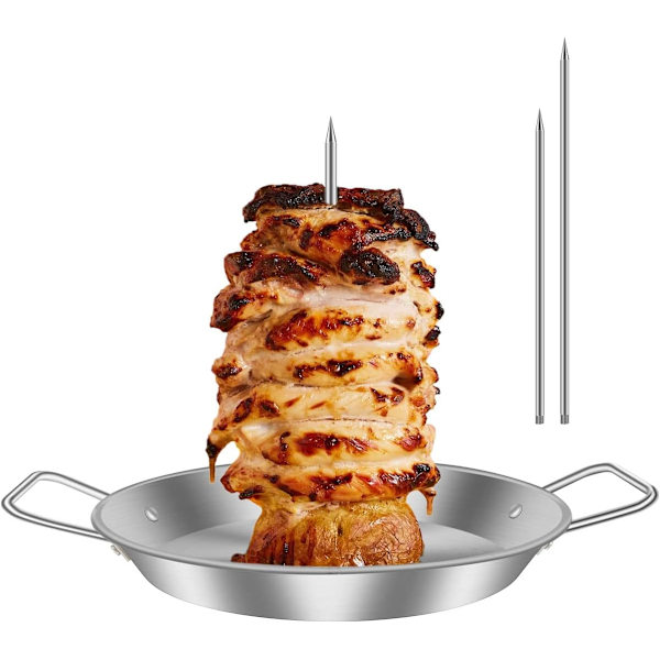 Rustfri BBQ vertikal grillspyd med 3 erstatningspigger Vertikal spydgrill