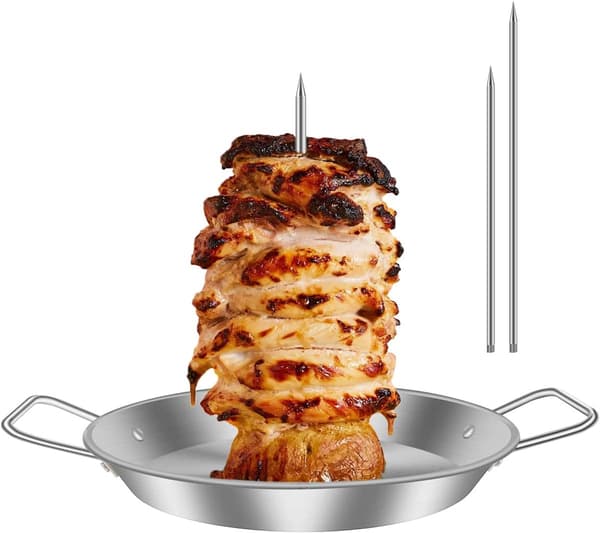 Vertikal grillspyd i rustfritt stål med 3 utskiftbare spyd