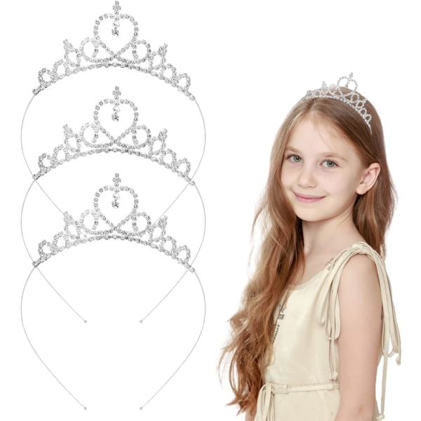 3 stk Rhinestone Princess Crown Pandebånd Hårbøjler Brude Hårbånd Tiara Fest Hovedbeklædning