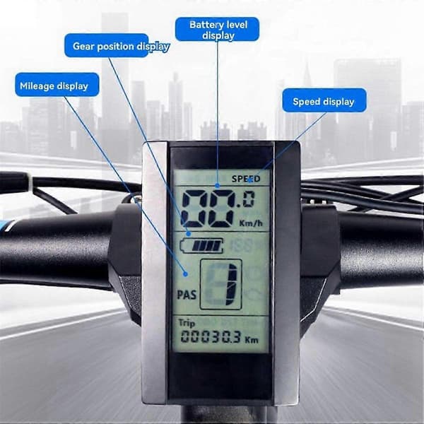 Elcykler 800S LCD navigationsmåler til centralmotor BBS01 BBS02 CAN protokolmåler Bluetooth Svart