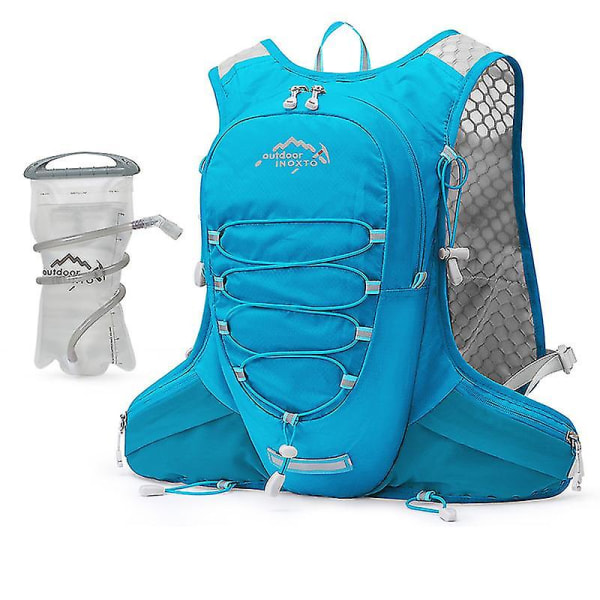 12l Hydration Pack Ryggsäck, lätt vattenryggsäck med 2l läckagesäker hydreringsblåsa Dagsäck för män Kvinnor,löpande vätskeväst för utomhus T blue 1.5L