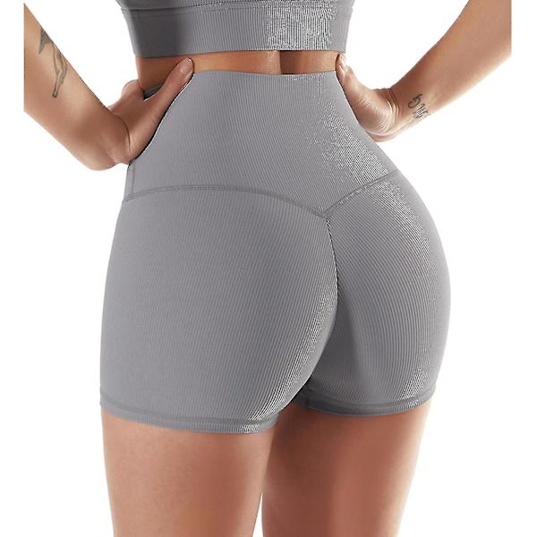 Kvinner Høy midje Booty Yoga Shorts Sommer Biker Shorts Atletisk Leggings Korte bukser For trening Løpe Gym Fitness Yoga Extreme Grey S