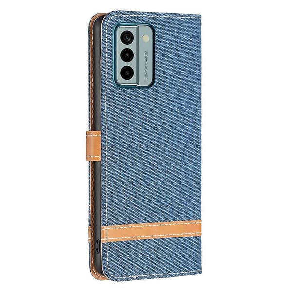 Til Nokia G22 Farveblok Denim Tekstur Læder Telefoncover Dark Blue
