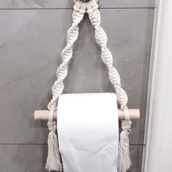 WC-paperiteline, käsintehty makramee-wc-paperiteline kylpyhuoneeseen, käsintehty kylpyhuoneen ripustusportti