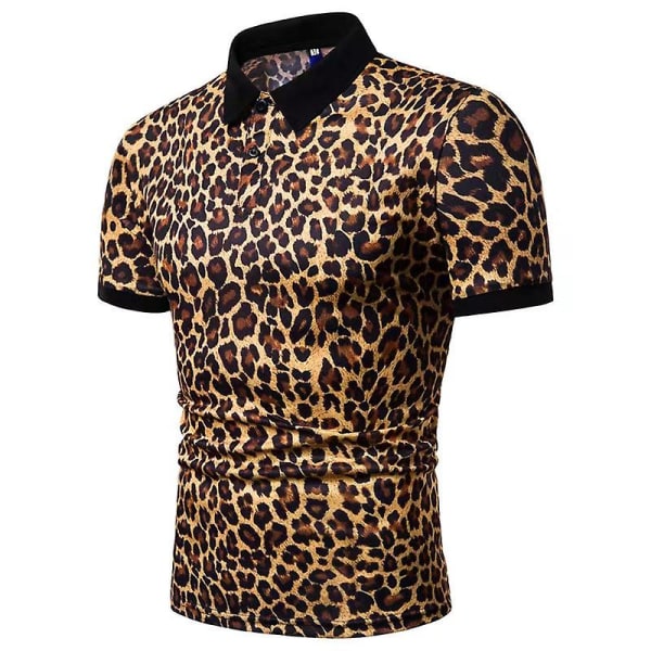 Män i stor storlek Lös Casual Leopard Print Personlighet Kortärmad skjorta 4XL