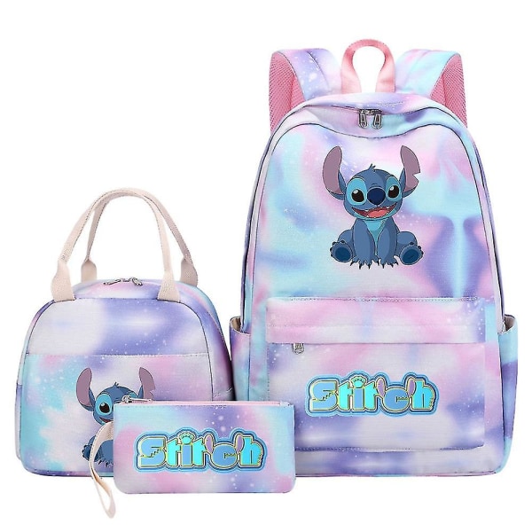 Stitch- set 3 kpl Monitaskuinen casual matka-koululaukku teini-ikäisille Laadukkaat Mochilas, ihanteellinen naisille ja miehille 7