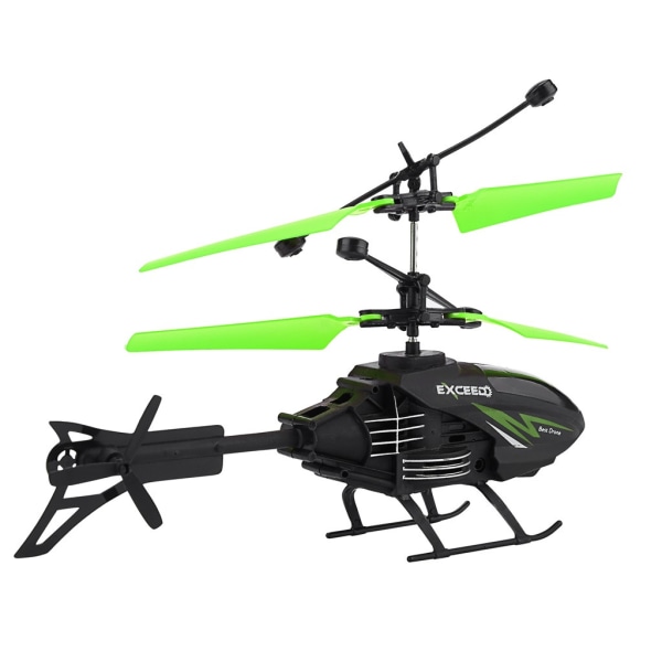 Mini RC Infrarød Induksjon Helikopter Fly Blinkende Lys Leker Julegave Green