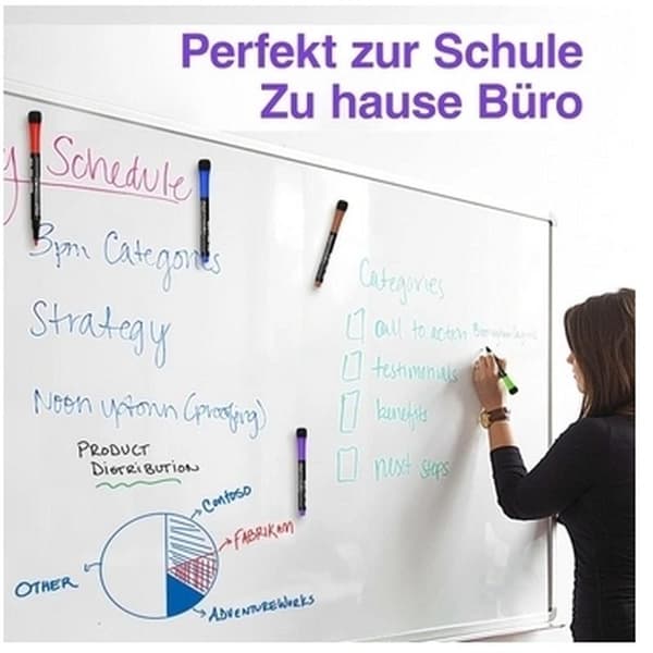 12 sett med magnetiske whiteboardpenner og viskelær