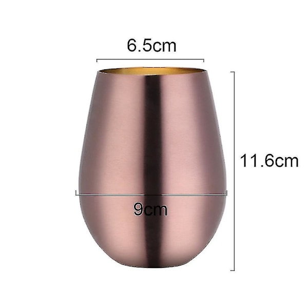 2 stk Vinglass Rustfritt Stål Stemløst Vinglass Til Reise Rose gold