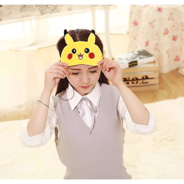 Tecknad sömnögonmask Pikachu plysch ögonbindel Ögonskydd Cover Rese tupplur Nattsova 2st