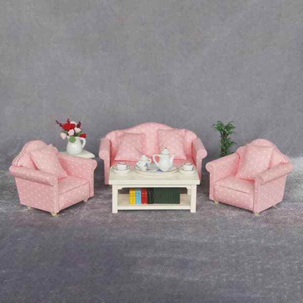 1/12 Miniatyr Sofa Dobbel/Enkelt For Sete Til Dukkehus Stue Tilbehør Møbler