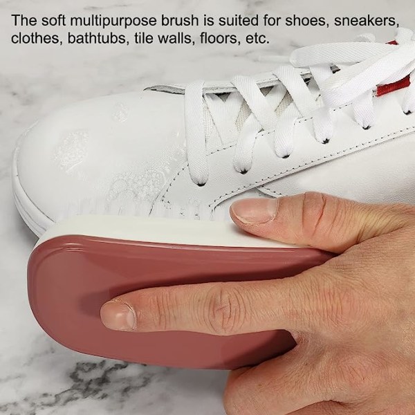 Rengøringsbørste PBT-børster, 3-pak husholdnings-håndskrubbe til sko Sneakers-tøj, rød