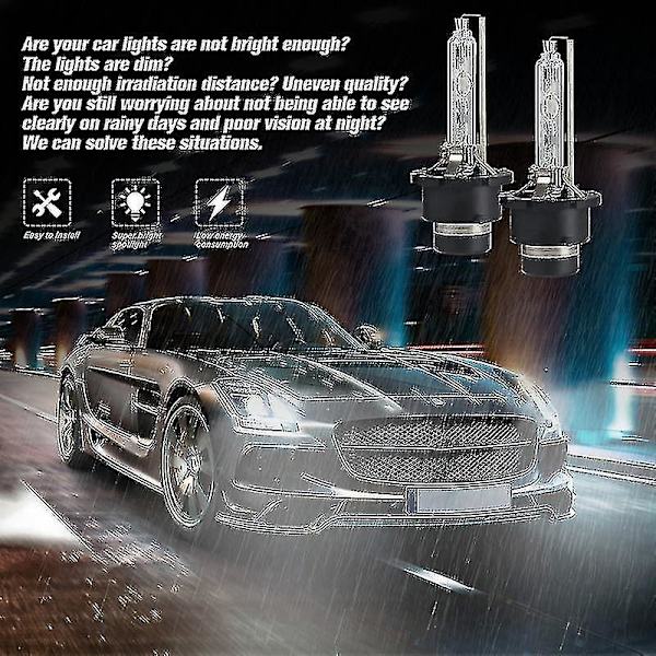 2 Pack D2s 12v 35w 7000lm Hid Xenon Ersättning Låg-/helljus strålkastare Lamplampor Vita,6000k