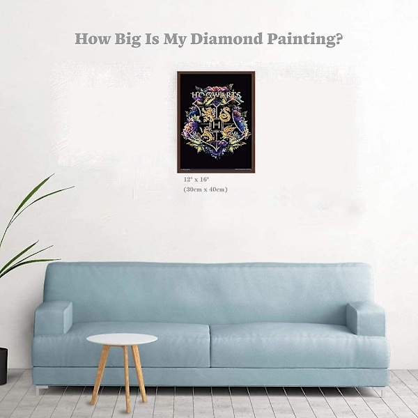 Diamond Painting Kits til voksne og børn - Diy Hogwarts Badge 5d Diamond Art Painting By Number Kits, voksnes Paint By Diamond Kits (12 X 16)