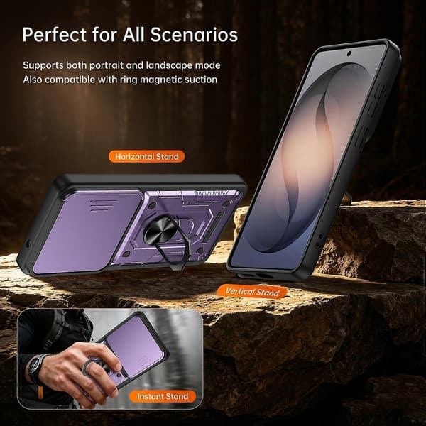 Nanshan Armor Sliding Camshield Ring Holder Telefonfodral Blue For Galaxy S26 Ultra 5G