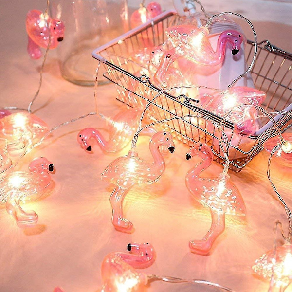 Wabjtam Pink Flamingo Lights, Utomhus Led String Lights 3m Set med 20 Led Batteridrivna Flamingo Fairy Lights Tropiskt tema String Light For Weddi