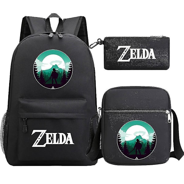 Kingdom Of Zelda Tears" print Skolväska för tonårsstudenter 3-delad axeldräkt för män och kvinnor Ryggsäckskit 6