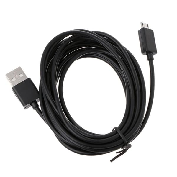 283 cm/9,28 ft Micro USB-strømkabel til PS4-controllere Opladningskabel Linje Micro USB-opladningskabel Sort Sort