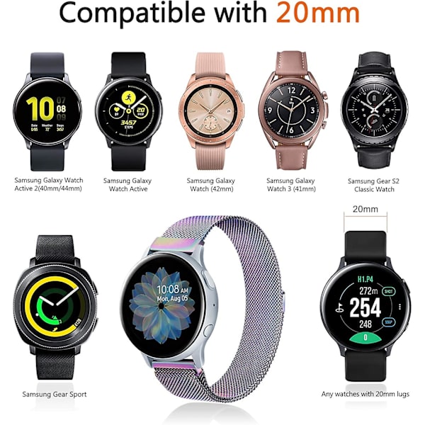 Metalbånd til erstatning af rustfrit stål til Samsung Galaxy Watch Active 2 Colorful