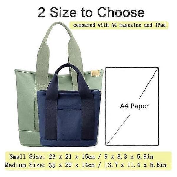 Canvas Multi-Pocket Zipper Bag, Handmade Canvas Material, Multiple Compartments, Multifunctional Women's Bag, Suitable for University, School Coffee - Medium