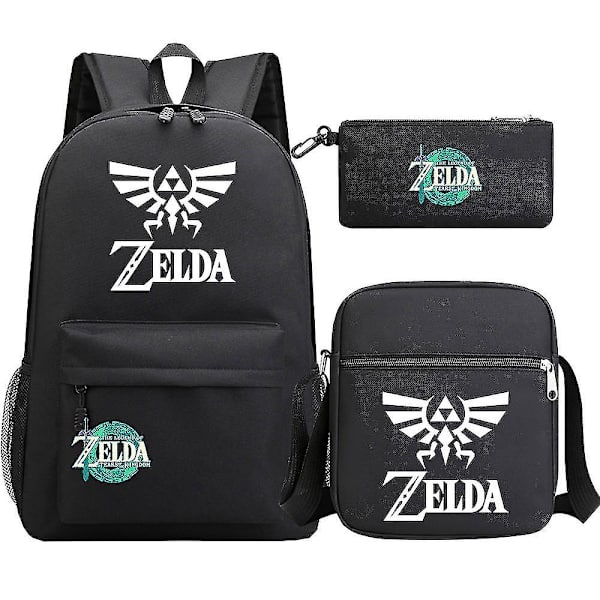 "zelda Kingdom Tears" printed teini-opiskelijakoululaukku - 3-osainen set miehille ja naisille 9