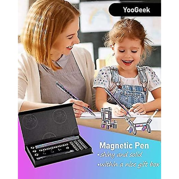 Anti-stress Magnetic Pole Pen - Metal Magnet Legetøj til afslapning silver 1 set