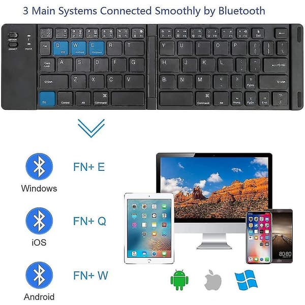 Dubbelt vikbart trådlöst Bluetooth-tangentbord, mini trådlöst tangentbord