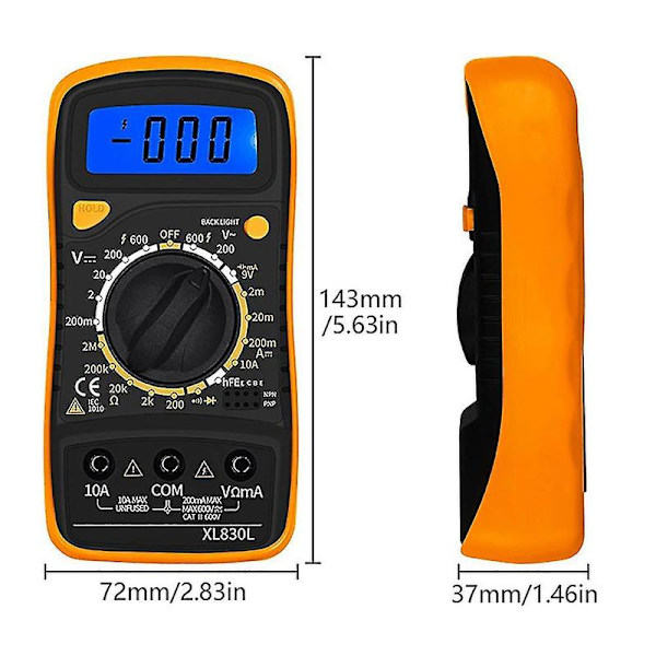 Digital Multimeter Voltmeter Testare Multi Meter Bakgrundsbelysning LCD Mätverktyg Elektronisk Test Mete