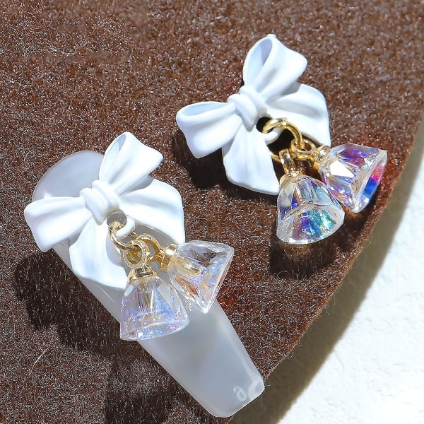 Nail Crystal Bell Bow Delikat Transparent Nail Accessories Pendant Nail Decor