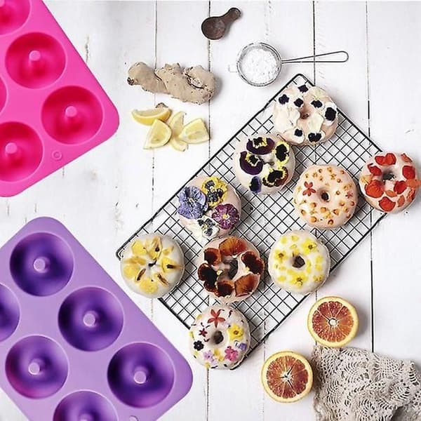 6-lænket donut silikoneform bageværktøj DIY kageforme - Tilfældig farve